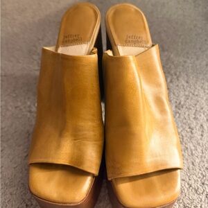 Jeffrey Campbell Mustard Tan Leather Slide Mules